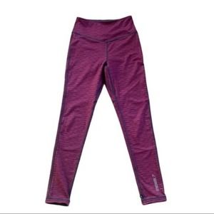 Gumshark Heather Maroon Purple High Waisted Leggings Logo Perforated Seam Small